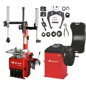 APlusLift THA-28 Tire Wheel Changer and WBS-500 Tire Wheel Balancer with Wheel Hood Protector Combo New Intergrated Power Unit 3 Year Warranty